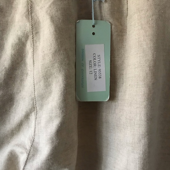 NWT never worn Lili Bleu wide leg linen pants w/built in sash belt. - Picture 2 of 8